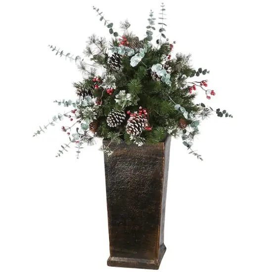 3ft. Pre-Lit Meadow Basin Artificial Christmas Tree in Tall Planter, Warm White LED Lights {6}