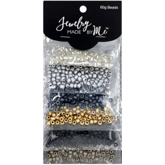 Jewelry Made By Me&trade; Clear, Gray, Black & Gold Round Beads {1}