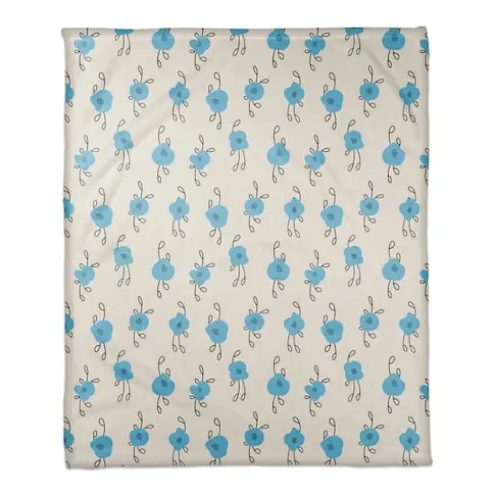 Blue Blooms 50" x 60" Coral Fleece Blanket {1}