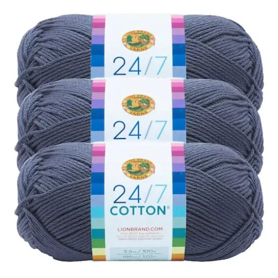 3 Pack Lion Brand&reg; 24/7 Cotton&reg; Yarn Denim {1}