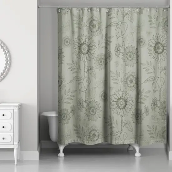 Sunflower Icons Shower Curtain Green {3}