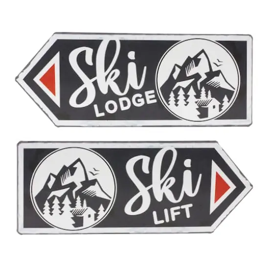 Black Ski Lift & Ski Lodge D&eacute;cor Set {4}