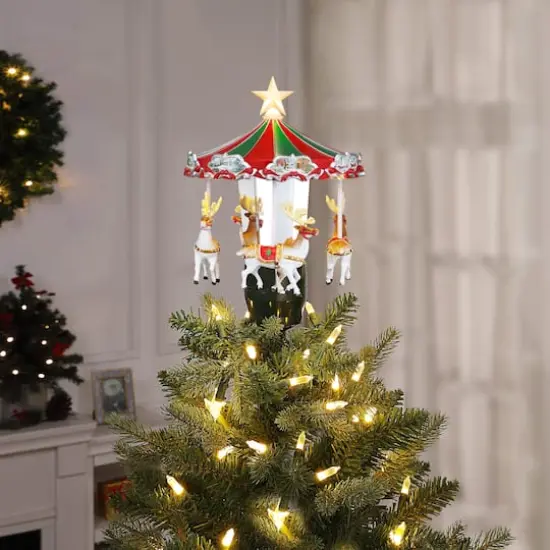 11" Animated Carousel Christmas Tree Topper {4}