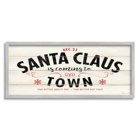 Stupell Industries Santa Claus Coming To Town Rustic Framed Giclee Art Gray {1}