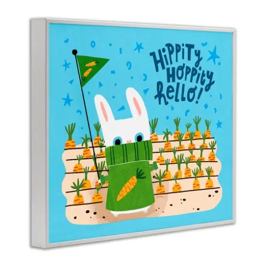 Stupell Industries Hippity Hoppity Hello Bunny Framed Giclee Art White {4}