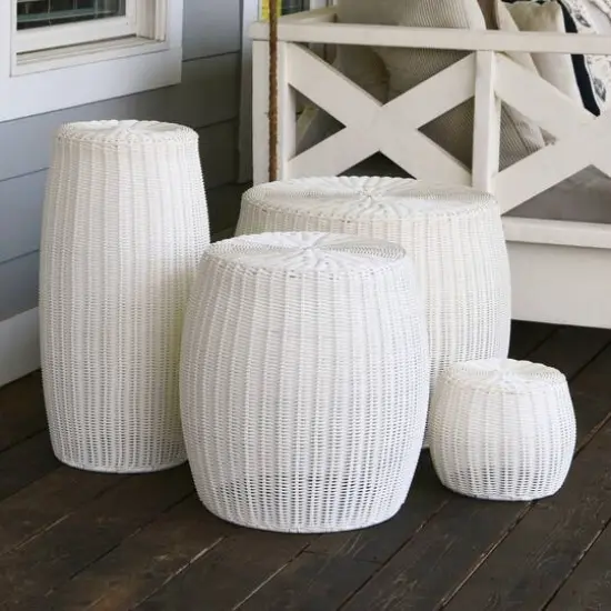 Household Essentials 24.5" White Woven Pedestal {3}