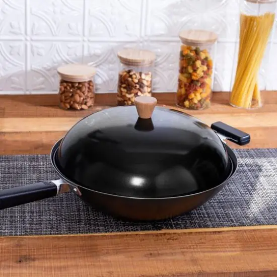 Honey Can Do 14'' Joyce Chen Classic Series Carbon Steel Wok Lid with Birch Knob {1}