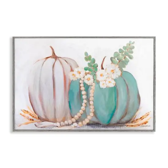 Stupell Industries Country Fall Pumpkins Framed Giclee Art Gray {1}