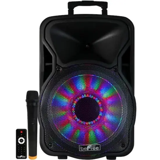beFree Sound 12" 2500 Watt Bluetooth Rechargeable Portable Party PA Speaker With Illuminating Lights {3}