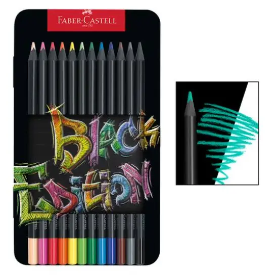 Faber-Castell&reg; 12 Color Black Edition Colored Pencil Tin Set {1}