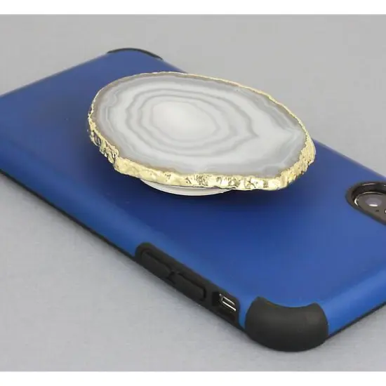 Agate Slice Gold Trim Phone Grip Natural {4}