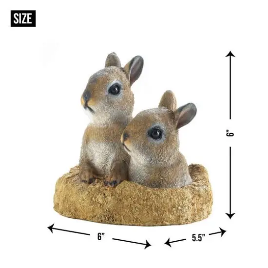 6.5" Peek-A-Boo Garden Bunnies Statue {4}