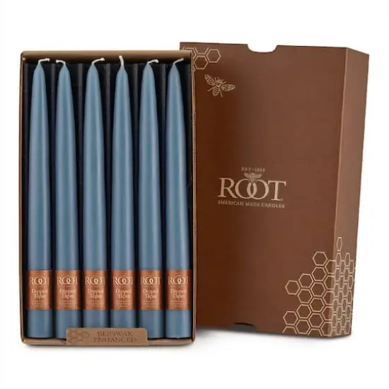 Root Candles 9" Unscented Taper Candles, 12ct. Williamsburg Blue {1}