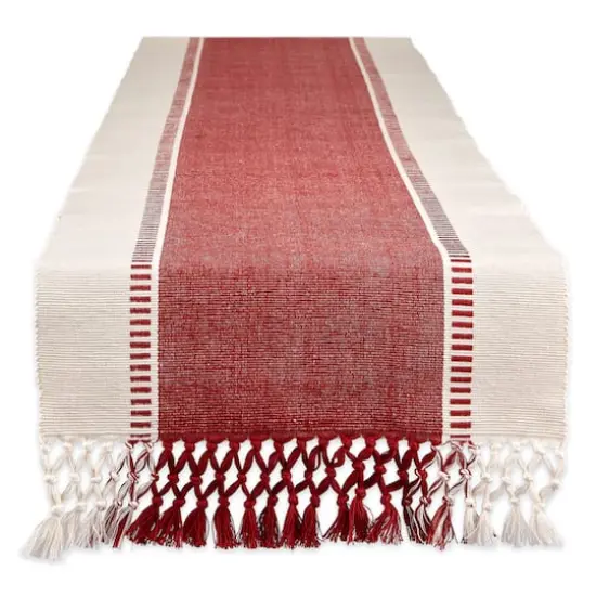 DII&reg; 72" Dobby Stripe Table Runner Barn Red {1}