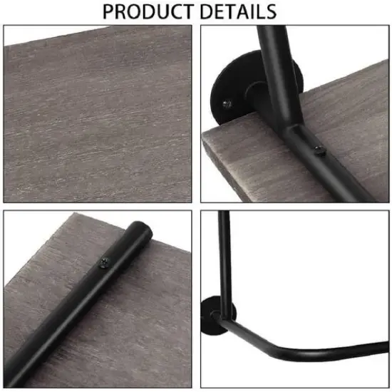 NEX&trade; Gray Wall Mounted Industrial Rustic Wood & Metal Coat Rack {6}