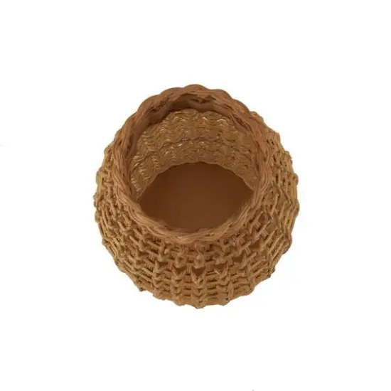 2ft. Brown Rattan Handmade Woven Vase with Open Framed Grid Design {3}