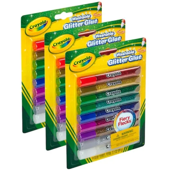 Crayola&reg; Bold Washable Glitter Glue with Fiery Flecks&trade;, 3 Packs of 9 {1}
