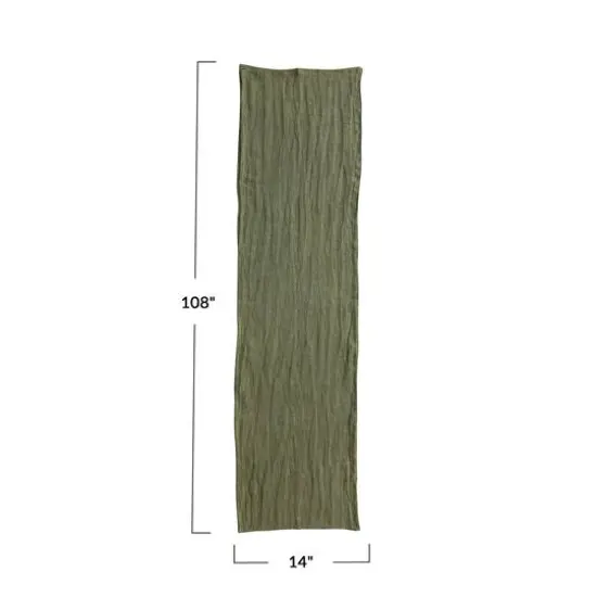 Hello Honey&reg; 108" Green Stonewashed Linen Table Runner {5}