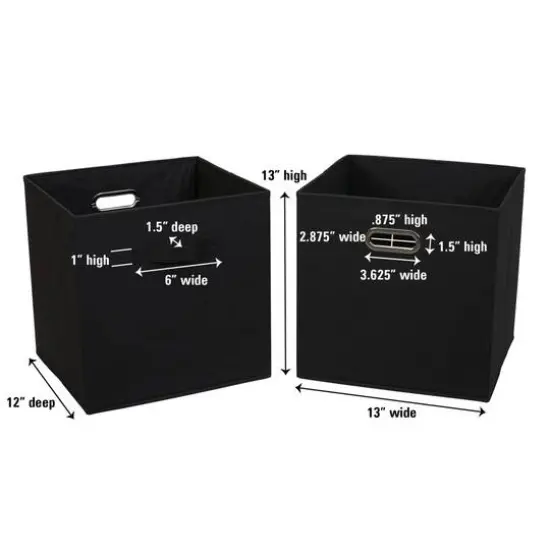 2 Pack Household Essentials 13" Fabric Storage Bins Black {5}