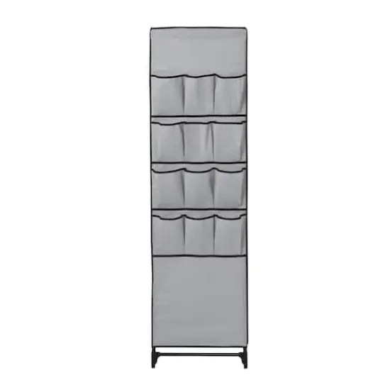 Honey Can Do 27" Gray Portable Wardrobe Closet with Cover & Side Pockets {11}