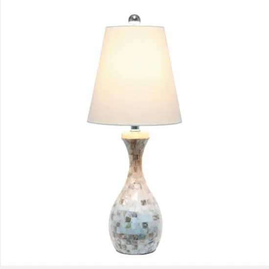 Lalia Home 25" Curved Mosaic Seashell Table Lamp with Chrome Accents {3}
