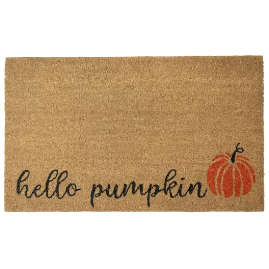 Natural Coir Hello Pumpkin Fall Harvest Doormat {1}