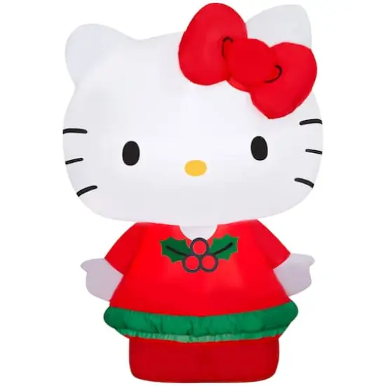 4.5ft. Airblown&reg; Inflatable Christmas Hello Kitty in Red Holiday Dress {1}