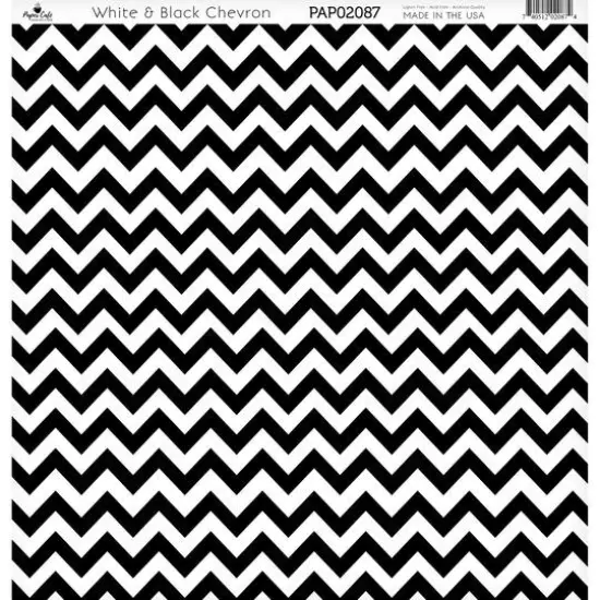 Paper Caf&eacute; White & Black Chevron 12" x 12" Cardstock, 15 Sheets {1}