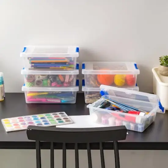 Iris&reg; 2.4 Qt. Latching Storage Totes, Clear, Set of 6 {4}