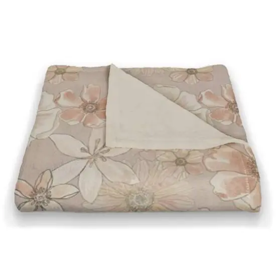 Watercolor Florals Coral Fleece Blanket Blush {3}