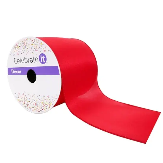 4" x 18ft. Red Satin Ribbon by Celebrate It&trade; {1}