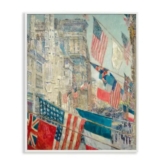 Stupell Industries Classic Americana Flags Framed Giclee Art White {1}