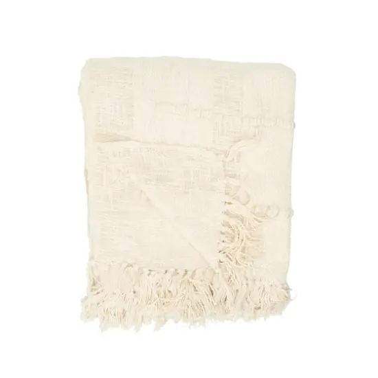 Hello Honey&reg; Cream Cotton Blend Chenille Throw with Fringe {5}