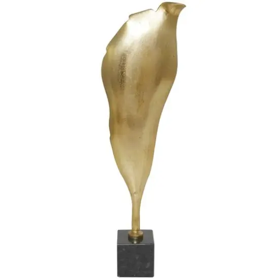39.75" Gold Aluminum Textured Abstract Leaf Sculpture D&eacute;cor {6}