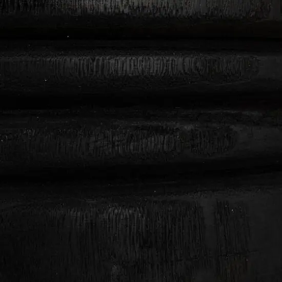 Hello Honey&reg; 15.8" Round Paulownia Wood Carved Stool Black {7}