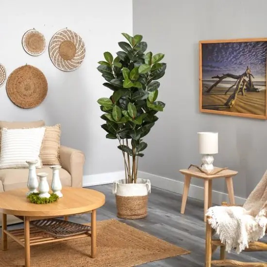 5.5ft. Oak Tree in Handmade Natural Jute & Cotton Planter {5}