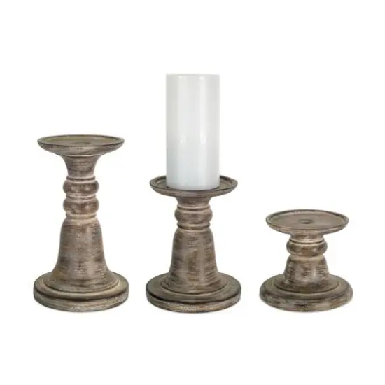 Dark Brown Resin Candle Holder Set, 5", 7" & 9.25" {1}