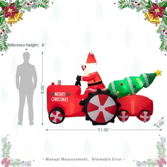 Glitzhome&reg; 11ft. Lighted Inflatable Santa on Tractor D&eacute;cor {17}