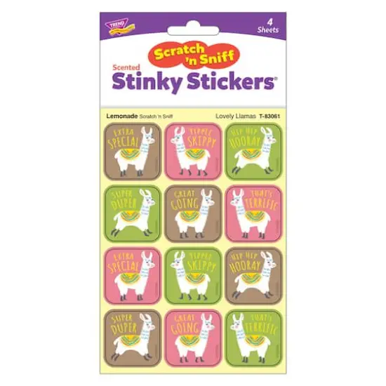 TREND Enterprises® Lovely Llamas, Lemonade Scent Scratch 'n Sniff Stinky Stickers®, 48 Per Pack, 6 Packs {4}