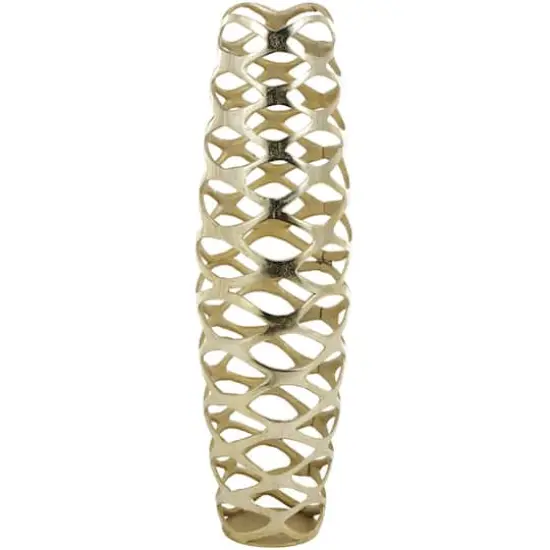 Gold Aluminum Geometric Tall Cutout Vase {1}