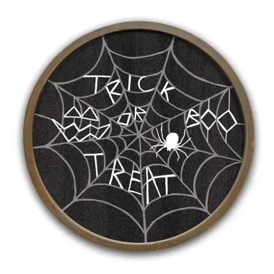20" Trick or Treat Spider Web Framed Wall Art Brown Frame {1}