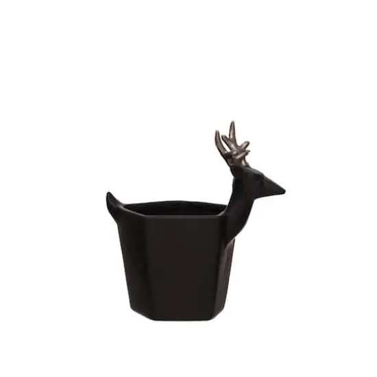 7" Black & Silver Reindeer Handle Decorative Container by Ashland&reg; {1}