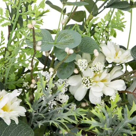 24" Fern & Eucalyptus Floral Spring Wreath {5}