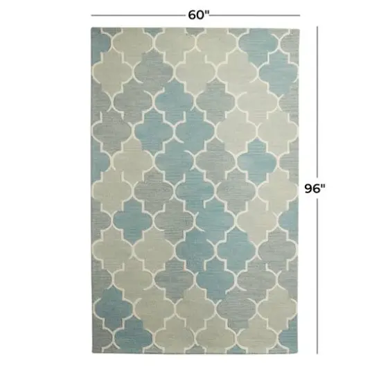 Blue Wool Modern Hand Hooked Rug, 5ft. x 8ft. {6}