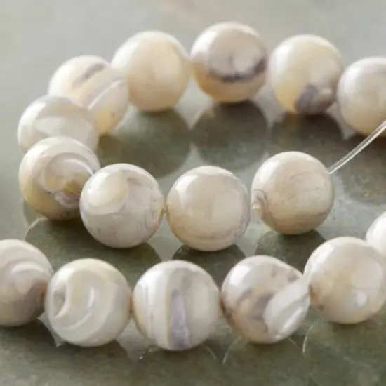 7mm Light Gray Mother of Pearl Round Beads by Bead Landing&trade; {3}