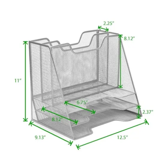 Mind Reader 5-Compartment Desk Organizer Silver {3}