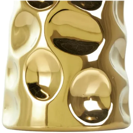 19" Gold Ceramic Concaved Circles Geometric Vase {6}
