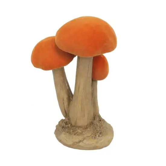 9.75" Orange-Capped Flocked Mushroom Trio Tabletop D&eacute;cor by Ashland&reg; {3}