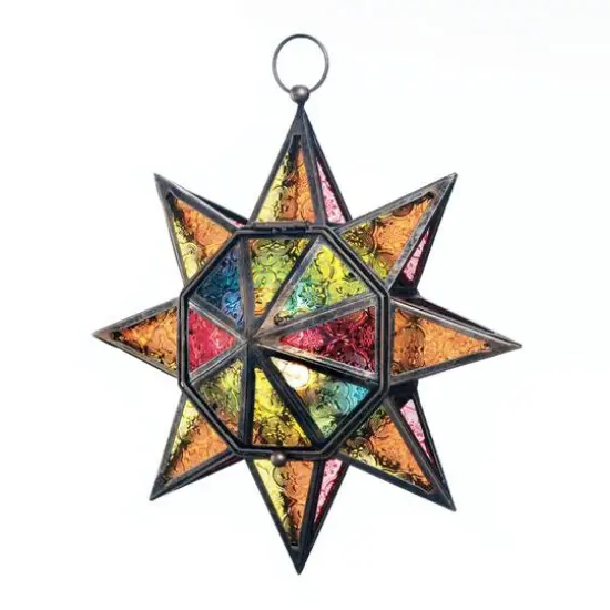 13" Multi Faceted Colorful Star Lantern {4}