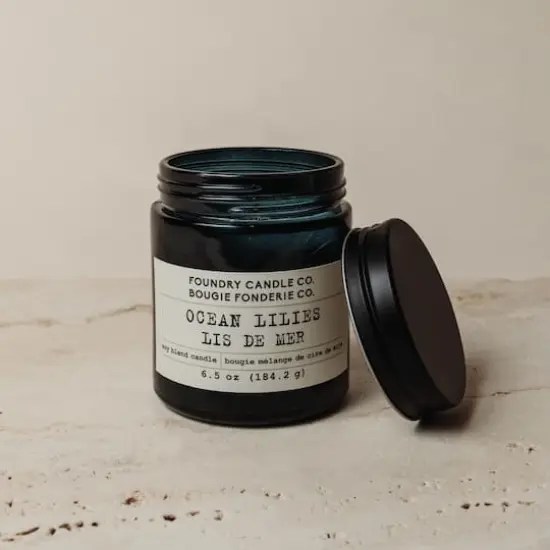 Foundry Candle Co. 6.5oz. Soy Blend Scented Jar Candle Ocean Lilies {4}